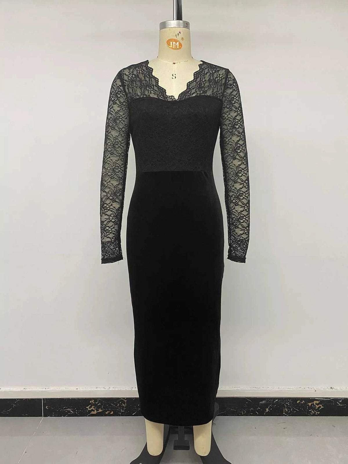 Elegant Lace and Velvet Midi Dress 100100555339596 39 Affordable Fashion Under $100 Jerry's Apparel 
