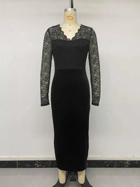 Elegant Lace and Velvet Midi Dress 100100555339596 39 Affordable Fashion Under $100 Jerry's Apparel 