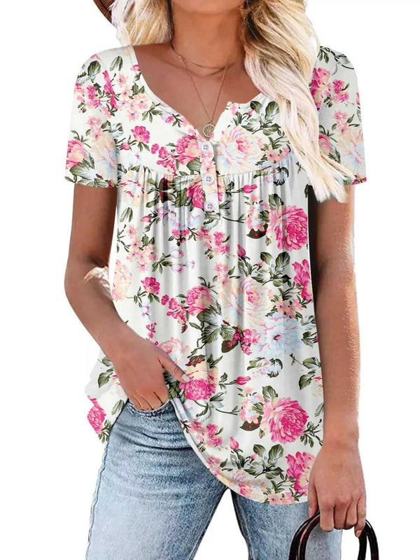 Plus Size Floral Print Short Sleeve T-Shirt 100100354664882 26 Affordable Fashion Under $100 Jerry's Apparel 