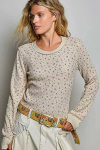 POL Ribbed Knit Floral Crew Neck Long Sleeve Top 100100134051906 62 Affordable Fashion Under $100 Jerry's Apparel 