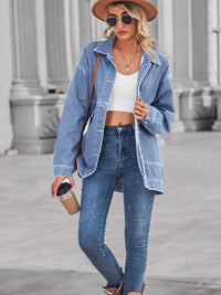 Button Up Long Sleeve Denim Jacket 100100658147198 64 Affordable Fashion Under $100 Jerry's Apparel 