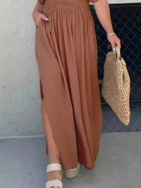 Full Size Slit V-Neck Smocked Waist Maxi Dress Plus Size 100100000480005 59 Gifts for Her Jerry's Apparel 