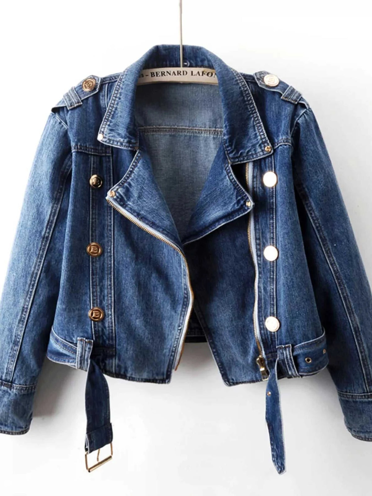 Asymmetrical Zip Denim Jacket 100100285490712 147 Women's Fall Clothing Jerry's Apparel 