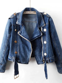 Asymmetrical Zip Denim Jacket 100100285490712 147 Women's Fall Clothing Jerry's Apparel 