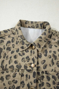 Leopard Print Seam Detail Button Down Denim Jacket 101003575830164 88 Affordable Fashion Under $100 Jerry's Apparel 