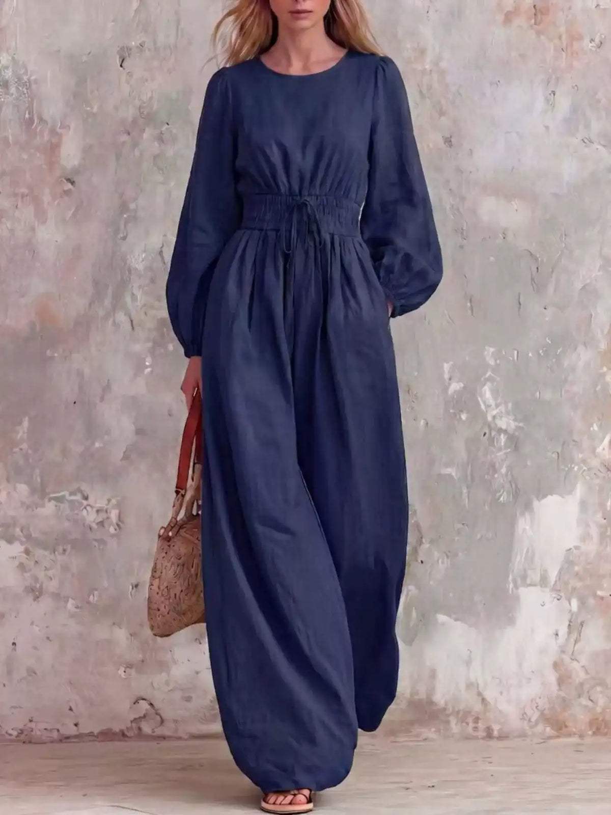 Smocked Waist Long-Sleeve Jumpsuit 101001514200781 49 Affordable Fashion Under $100 Jerry's Apparel 