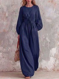 Smocked Waist Long-Sleeve Jumpsuit 101001514200781 49 Affordable Fashion Under $100 Jerry's Apparel 