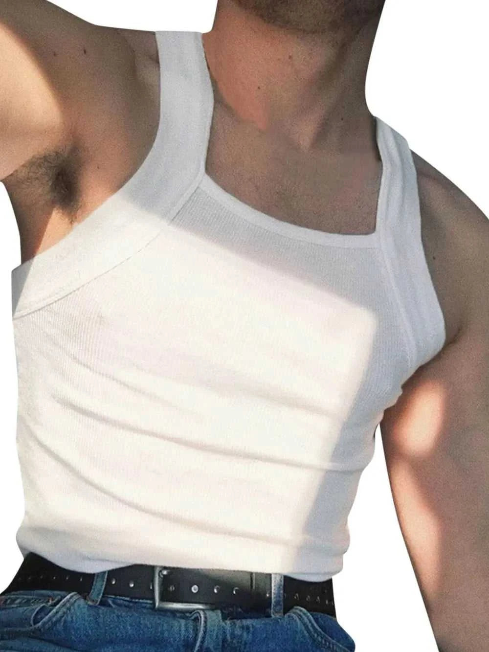 Men's Full Size Square Neck Wide Strap Tank Plus Size 100400453861883 34 Affordable Fashion Under $100 Jerry's Apparel 