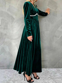 Velvet V-Neck Long Sleeve Maxi Dress 100100704748707 51 Affordable Fashion Under $100 Jerry's Apparel 