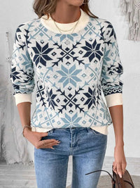 Perfee Graphic Round Neck Long Sleeve Sweater 100100776961286 42 Affordable Fashion Under $100 Jerry's Apparel 
