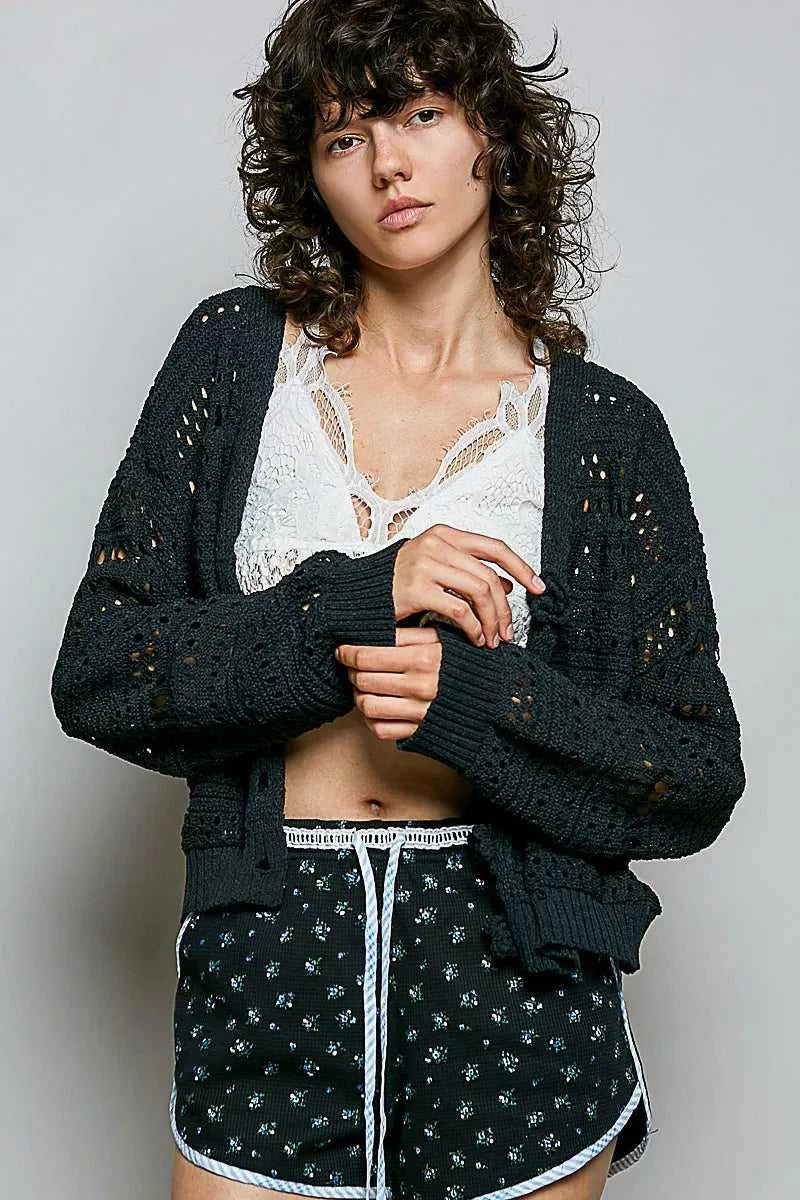 POL Open-Knit Floral Button Cardigan 100100621311311 66 Affordable Fashion Under $100 Jerry's Apparel 