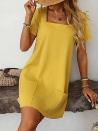 Mandy Square Neck Short Sleeve Mini Dress 100100588511470 24 Affordable Fashion Under $100 Jerry's Apparel 