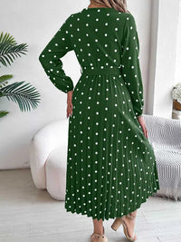 Front Tie Polka Dot Midi Pleated Dress 100100612892124 36 Gifts for Her Jerry's Apparel 