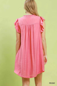 Umgee Ruffle Sleeve Henley Shift Dress 100100962831748 57 Affordable Fashion Under $100 Jerry's Apparel 