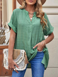 Notched Short Sleeve Blouse 100100089501470 33 Affordable Fashion Under $100 Jerry's Apparel 