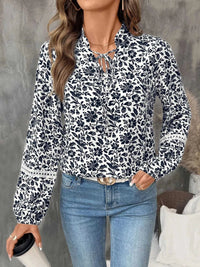 Printed Tie Neck Long Sleeve Blouse 100100483446617 35 Affordable Fashion Under $100 Jerry's Apparel 