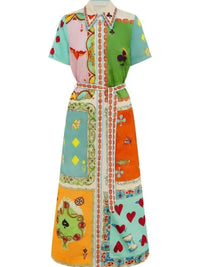 Printed Tie Waist Maxi Dress