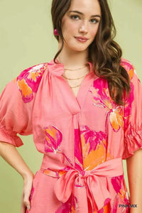 Umgee Floral Flounce Sleeve Midi Dress with Belted 100100356091904 66 Affordable Fashion Under $100 Jerry's Apparel 