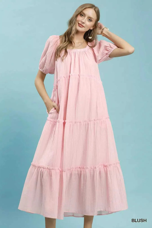 Umgee Textured Tiered Midi Dress 100100517281128 60 Affordable Fashion Under $100 Jerry's Apparel 