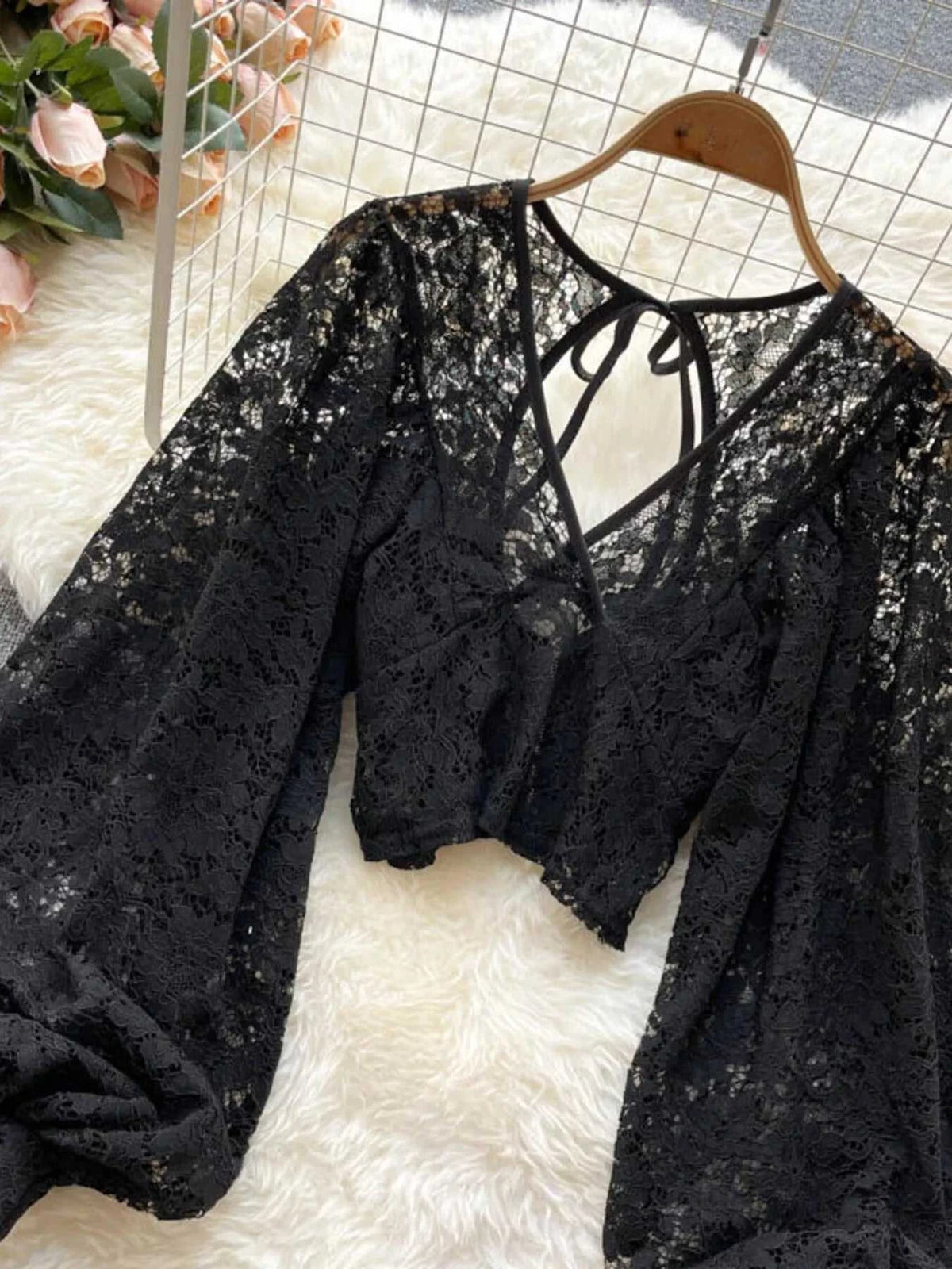 Lace Tie Back Long Sleeve Top 100100430044315 33 Affordable Fashion Under $100 Jerry's Apparel 