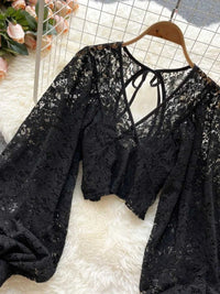 Lace Tie Back Long Sleeve Top 100100430044315 33 Affordable Fashion Under $100 Jerry's Apparel 