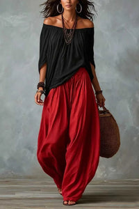 Full Size Off-Shoulder Top and Wide-Leg Pants Set Plus Size 100100599262559 45 Affordable Fashion Under $100 Jerry's Apparel 