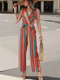 Striped Sleeveless Tie Waist Jumpsuit 100100497230467 28 Affordable Fashion Under $100 Jerry's Apparel 