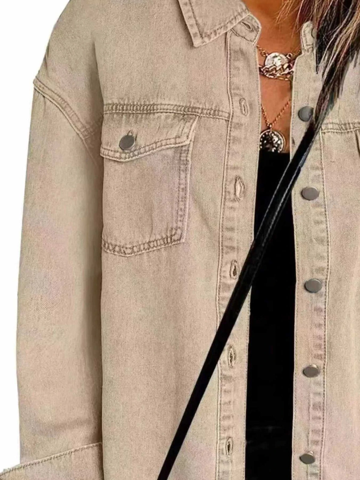 Frayed Hem Button Up Denim Jacket 101003454841681 50 Affordable Fashion Under $100 Jerry's Apparel 
