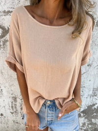 Full Size Loose Fit Short Sleeve T-Shirt Plus Size