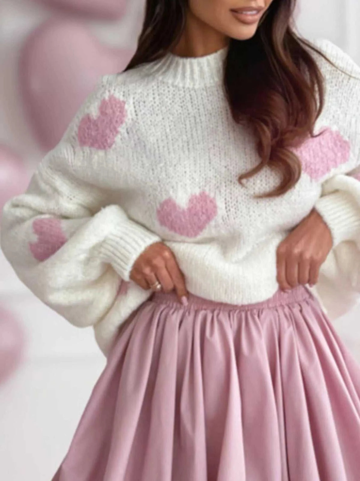 Heart Round Neck Knitted Sweater 100100221049836 50 Affordable Fashion Under $100 Jerry's Apparel 