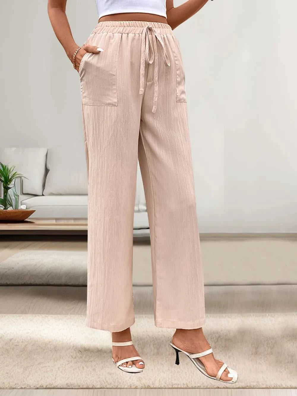 Perfee Tied Wide Leg Pants with Pockets 100100162111688 25 Affordable Fashion Under $100 Jerry's Apparel 