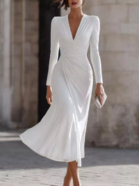 Full Size Ruched Long Sleeve Midi Dress Plus Size 101001442076109 52 Gifts for Her Jerry's Apparel 