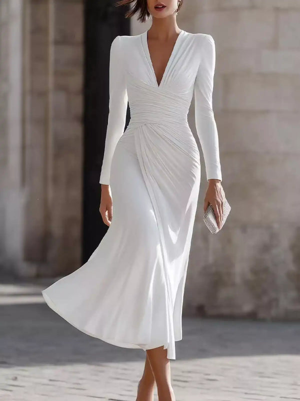 Full Size Ruched Long Sleeve Midi Dress Plus Size 101001442076109 52 Gifts for Her Jerry's Apparel 