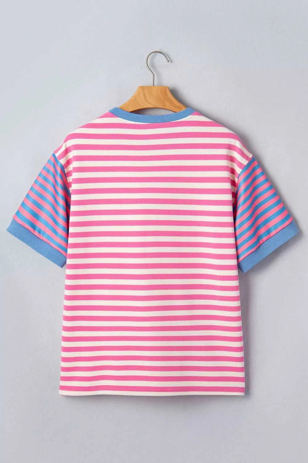 Stripe Contrast Patchwork Short Sleeve Loose Tee 100100172924459 30 Affordable Fashion Under $100 Jerry's Apparel 