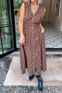 Polka Dot Zipper Front Midi Dress 100100529252916 67 Gifts for Her Jerry's Apparel 