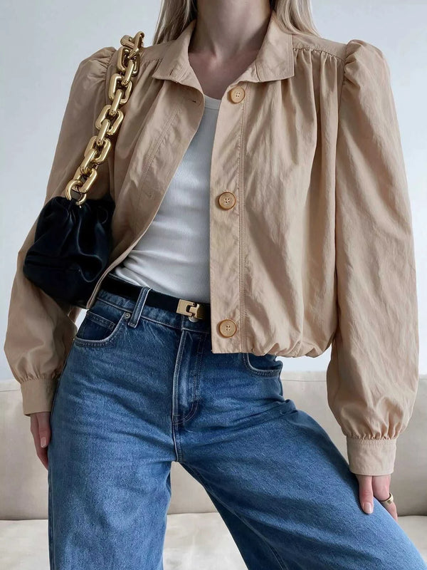 Button-Down Puff-Sleeve Jacket 101001486396502 58 Affordable Fashion Under $100 Jerry's Apparel 
