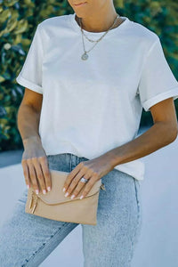 Round Neck Rolled Sleeve T-Shirt 100100679191849 23 Affordable Fashion Under $100 Jerry's Apparel 