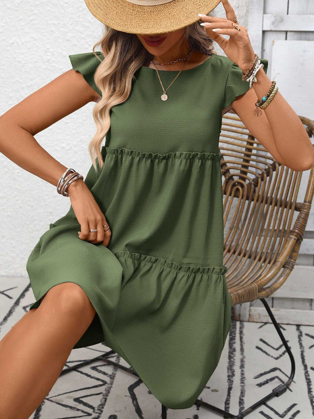 Ruffle Sleeve Tiered Mini Dress 100100406659839 28 Affordable Fashion Under $100 Jerry's Apparel 