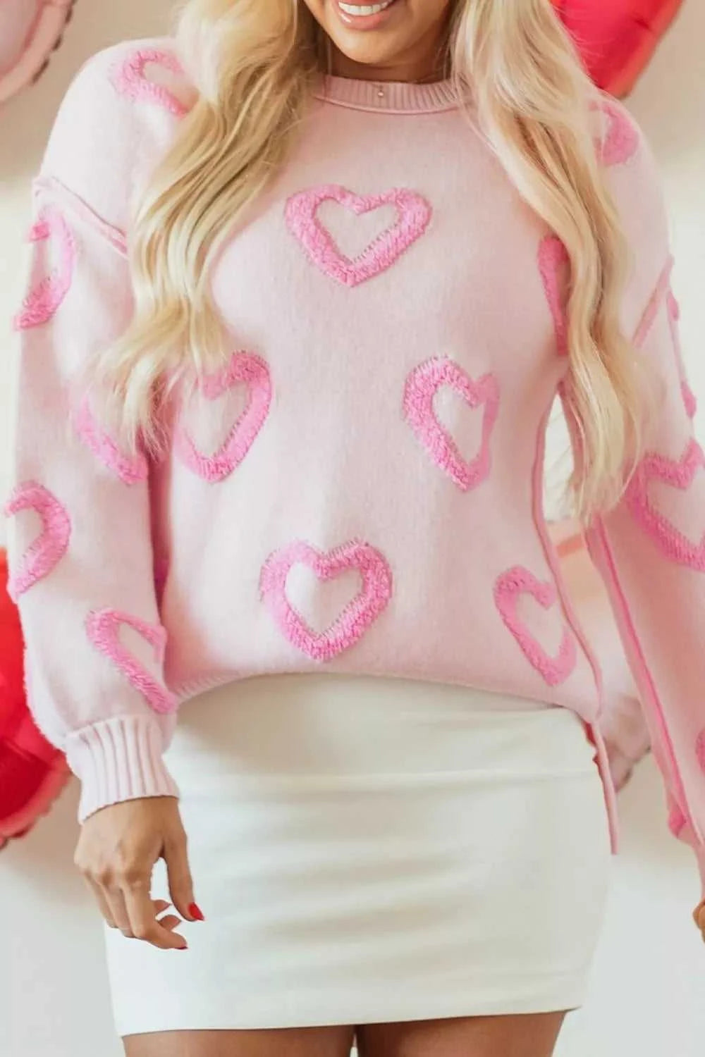 Heart Shape Bubble Sleeve Baggy Sweater 100100868213065 63 Affordable Fashion Under $100 Jerry's Apparel 