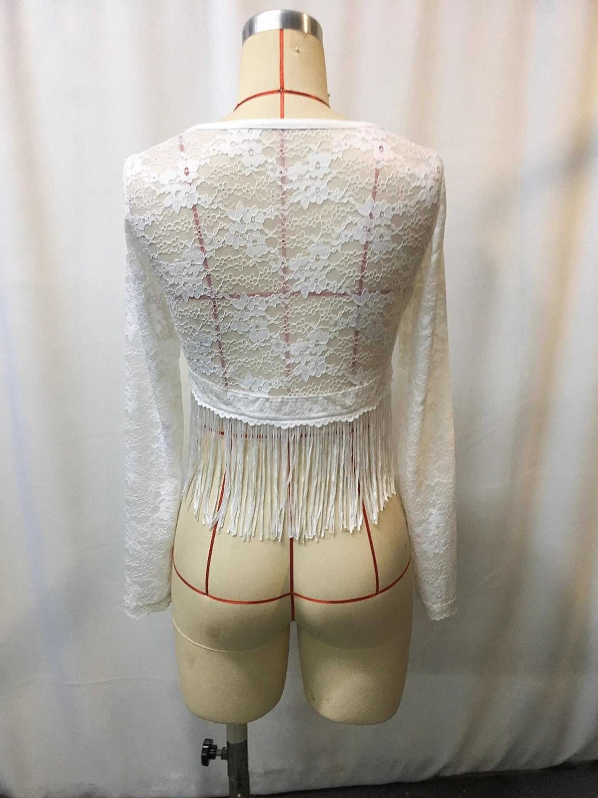 Full Size Fringe Hem Lace Long Sleeve Top Plus Size 100100889200607 38 Affordable Fashion Under $100 Jerry's Apparel 