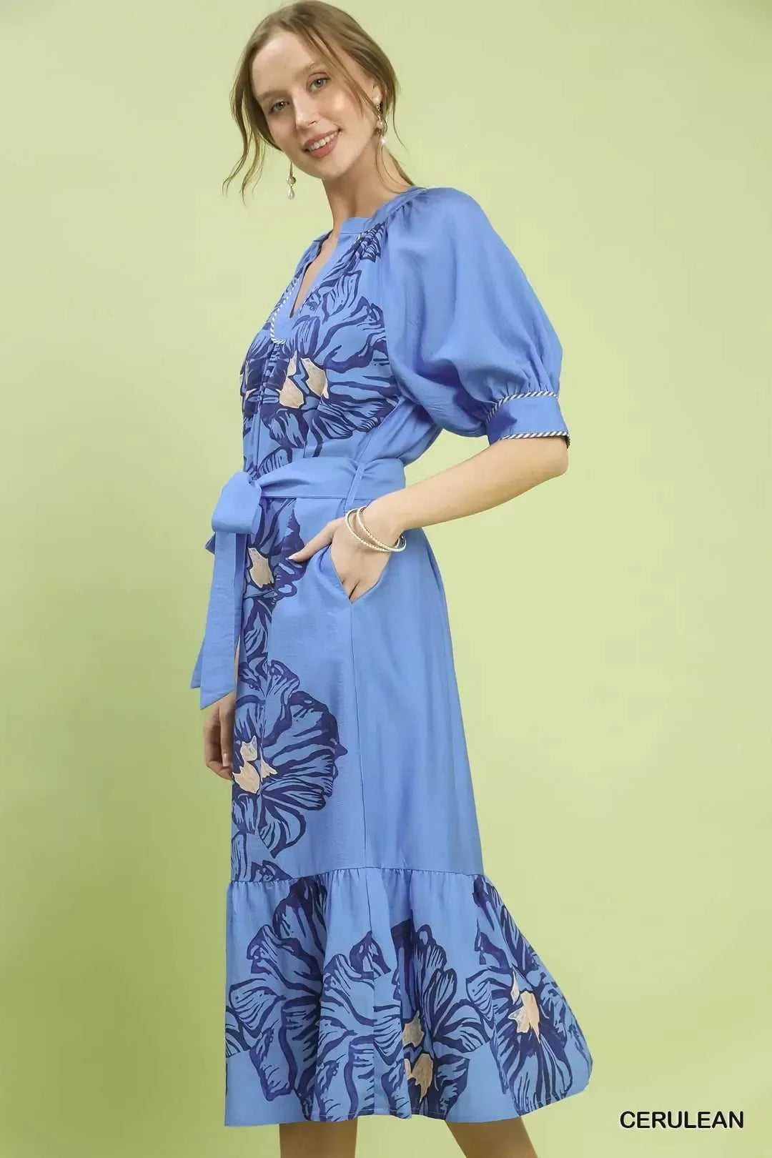 Umgee Floral Belted Midi Dress 100100260511577 66 Affordable Fashion Under $100 Jerry's Apparel 