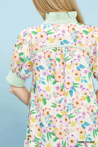Umgee Mix Floral Ruffle Collar Tiered Babydoll Dress 100100272701571 57 Affordable Fashion Under $100 Jerry's Apparel 