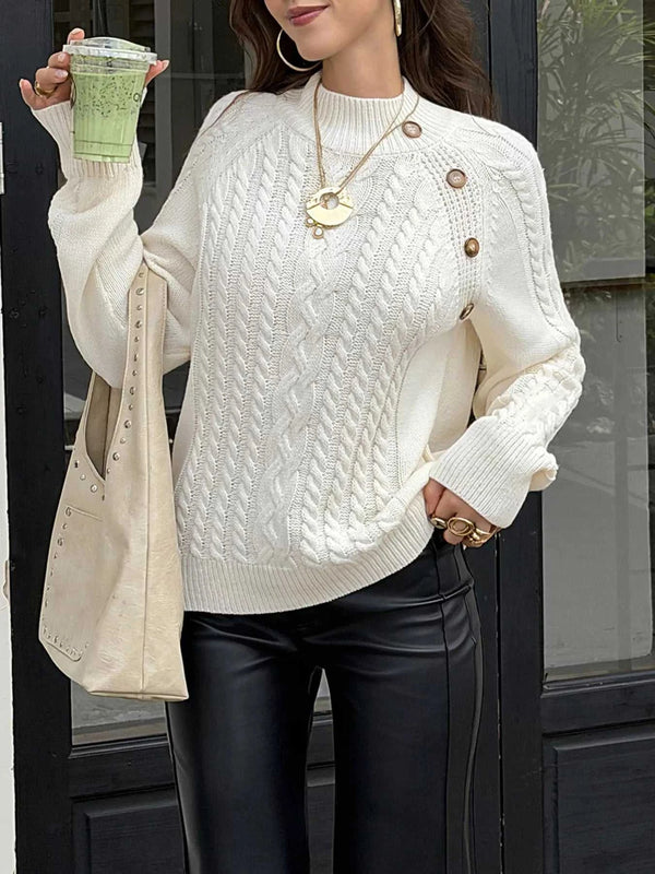 Mock Neck Cable-Knit Sweater 101002448539888 52 Affordable Fashion Under $100 Jerry's Apparel 