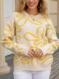 Flower Crew Neck Long Sleeve Sweater 100100780503301 49 Affordable Fashion Under $100 Jerry's Apparel 