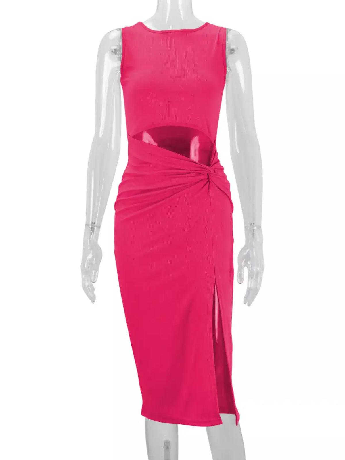 Sleeveless Cut-Out Ruched High-Slit Bodycon Dress 101001792800742 33 Gifts for Her Jerry's Apparel 
