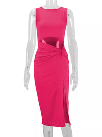 Sleeveless Cut-Out Ruched High-Slit Bodycon Dress 101001792800742 33 Gifts for Her Jerry's Apparel 