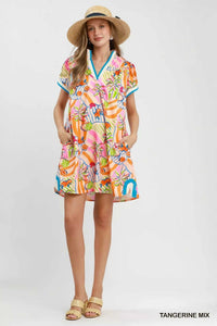 Umgee Tropical Print Collared Shift Dress 100100754721828 57 Affordable Fashion Under $100 Jerry's Apparel 
