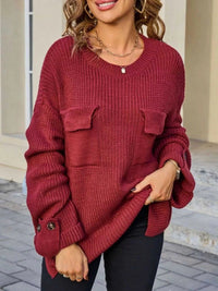 Pocket Detail Round Neck Sweater 100100321906852 48 Affordable Fashion Under $100 Jerry's Apparel 