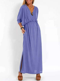 Full Size V-Neck Batwing Sleeve Maxi Dress with Side Slits Plus Size 100100963539918 27 Affordable Fashion Under $100 Jerry's Apparel 
