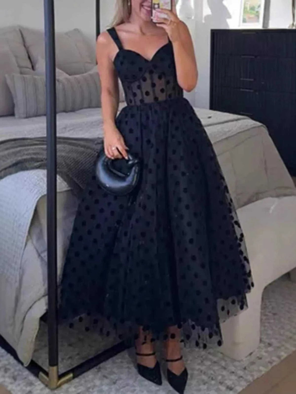 Polka Dot Tulle Sleeveless Midi Dress 100100076066300 50 Affordable Fashion Under $100 Jerry's Apparel 